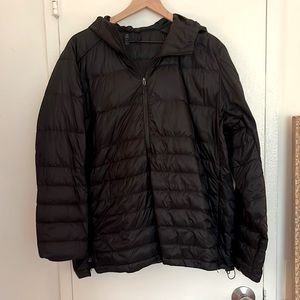 Lululemon Lab black half zipped puffer coat with hood